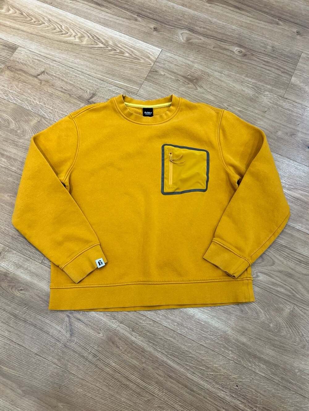 Bonobos Fielder Fleece Crewneck Sweatshirt Yellow Pocket Men’s M
